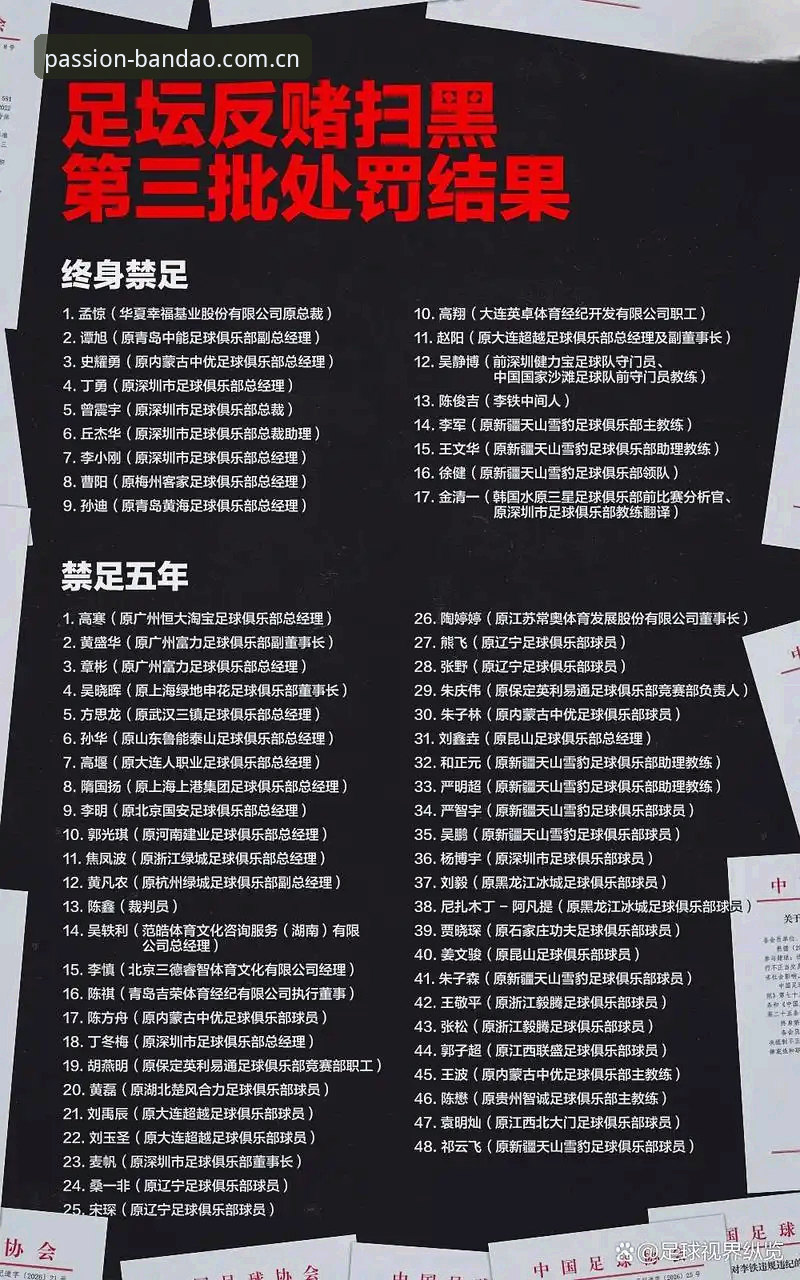 中国足协第三批禁足名单最新动态，半岛体育平台同步更新赛事信息